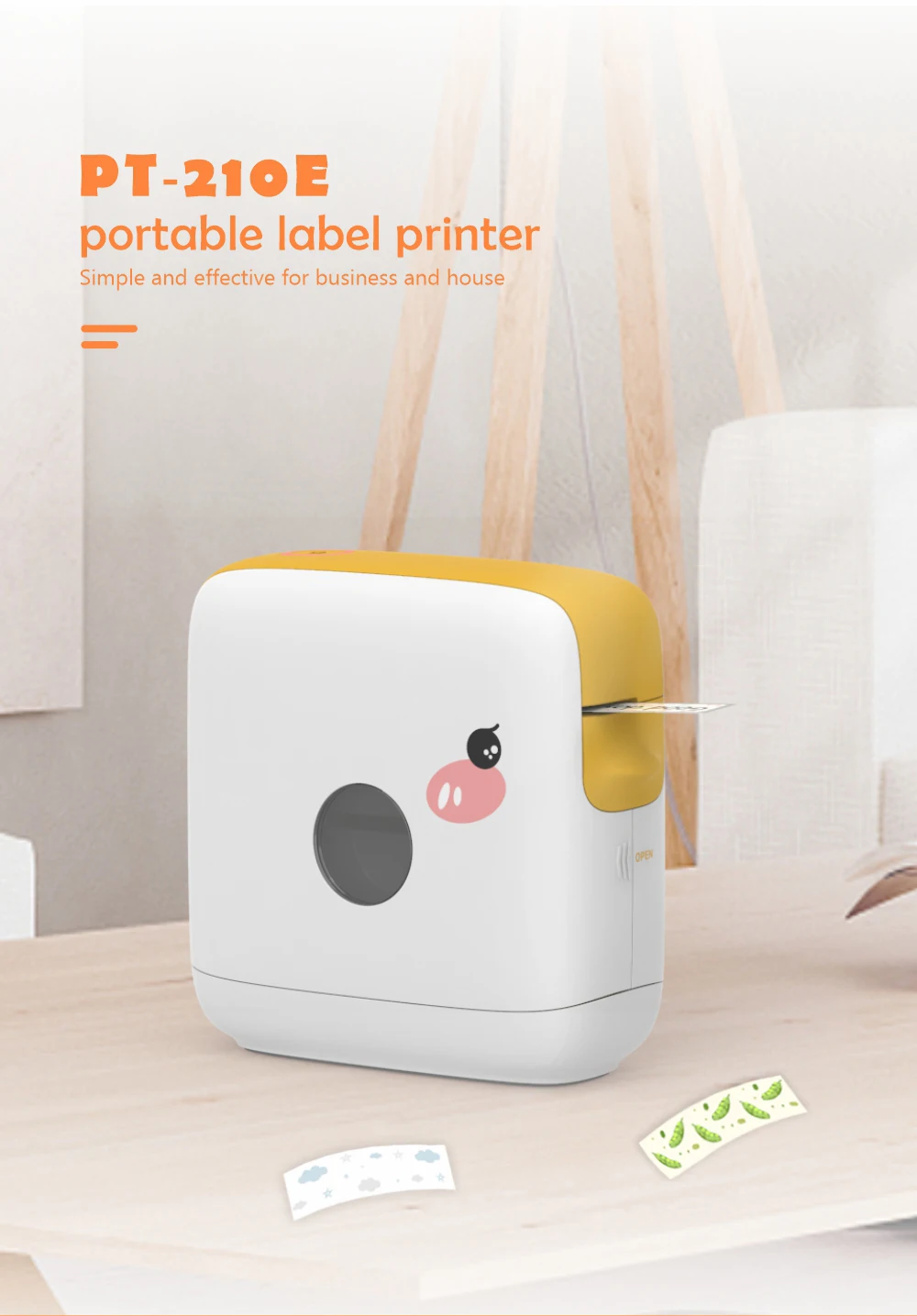 New Arrival PT-210E Lovely Smart Portable Home Label Printer For 6/9/12mm TZ Label Tapes With Auto Cut