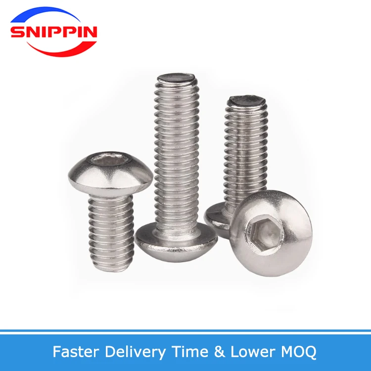 UNC Round Head Hex Hexagon Socket Machine Screws 304 Stainless Steel Pan Head Allen Bolts 2#-56 4#-40 6#-32 8#-32 10#-24 10#-32