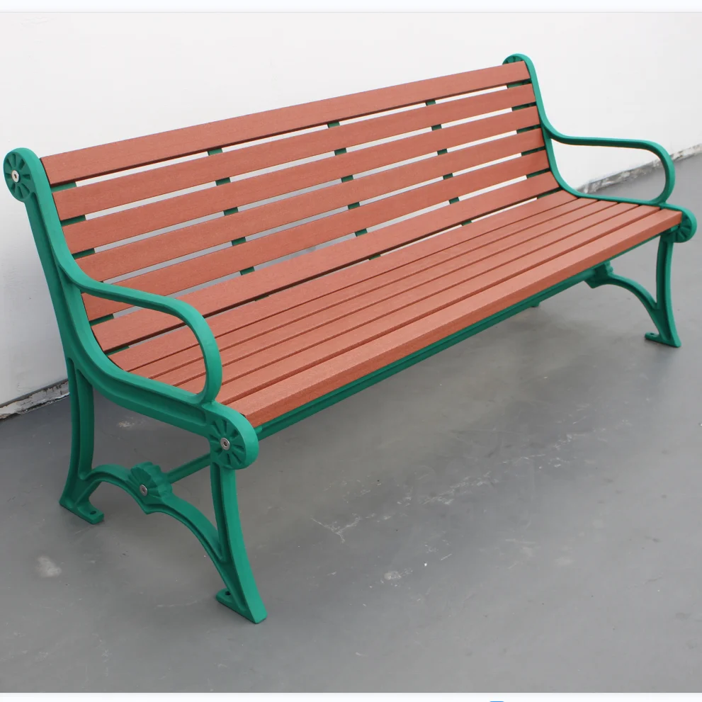 Cast iron bench legs and recycled plastic slats outdoor park benches wooden park long bench chair