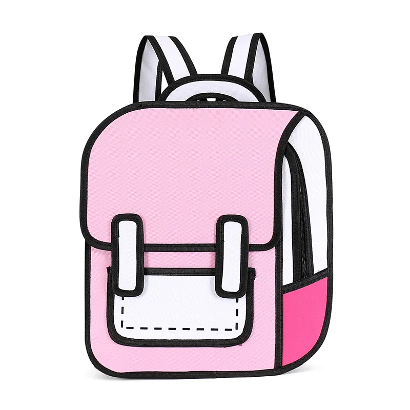 Primary School Students 3d Comics Casual Backpack Two-dimensional Three ...