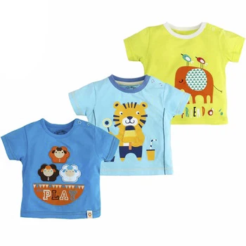 Оптовая продажа, летняя Экологически чистая детская футболка унисекс из 100% хлопка с милым принтом, детская одежда