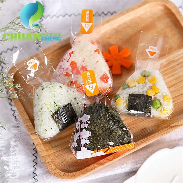 Gıda sağlık üçgen Onigiri paketi OPP plastik şekilli wrap çanta