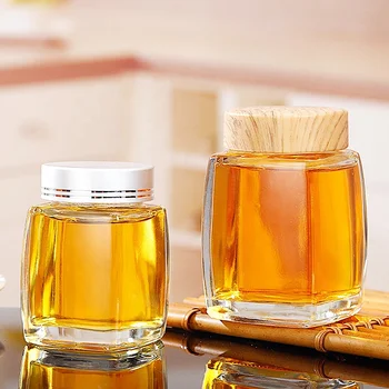 Ru Star Wholesale Multi-Capacity Sealed Empty Square Clear Glass Honey Jar With Screw Cap