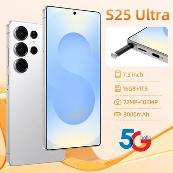 2025 S25 Ultra 5G Smartphone Android 5G Gaming 16TB+1TB 108MP Rear 4K LTE Deca Core Global Version Built-in Pen French Spanish