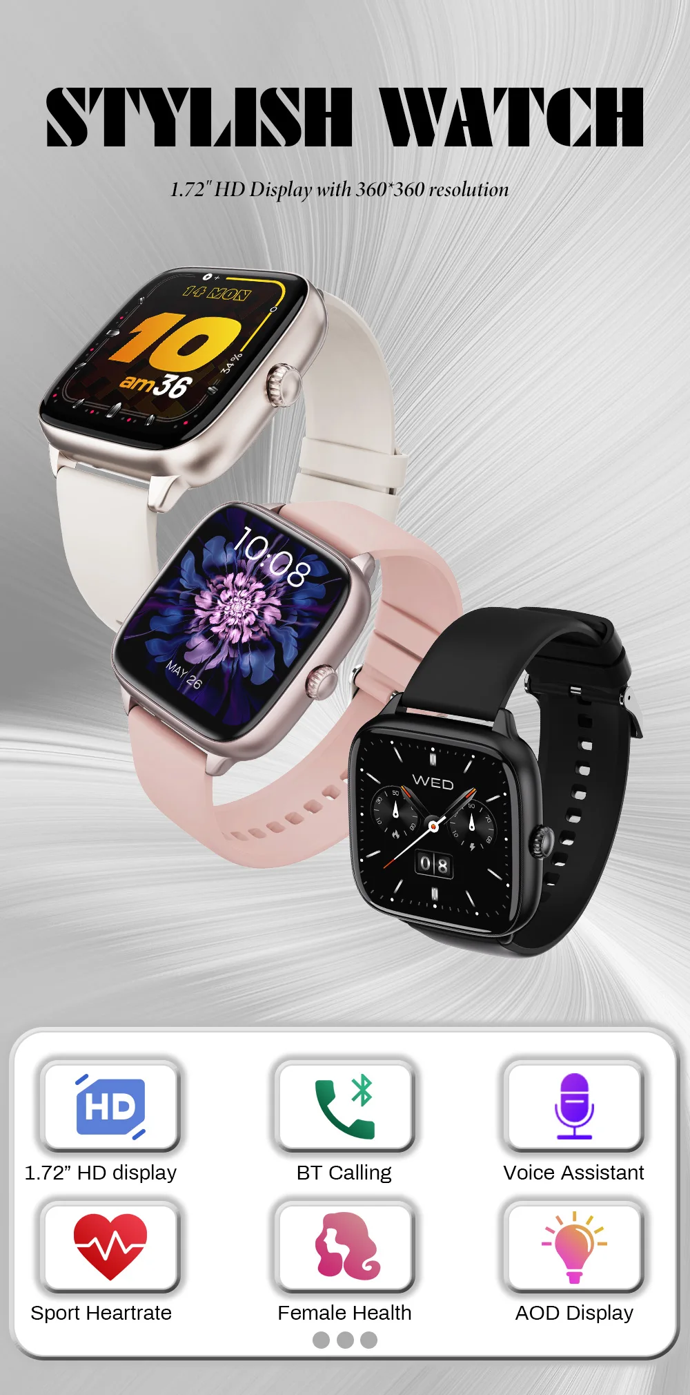 Welcome OEM Order, Factory Whole Selling Sanvnet T70 Women Smart Watch 1.72inch Touch Screen Ip68 Waterproof Female Health Bt Call Sport Fitness Tracker Smart Watch 2026 - Buy Women Smart Watch smart Watch 2026 sport Fitness Tracker