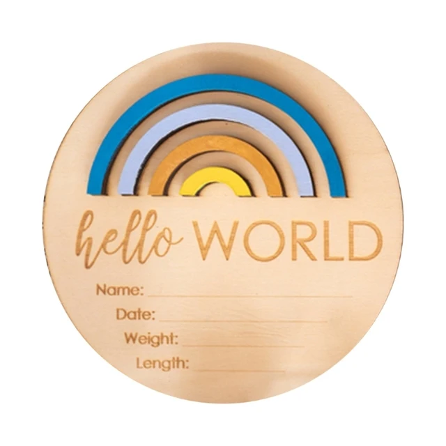 Wooden Rainbow Milestone Cards Growth Commemorate Baby Birth Monthly ...