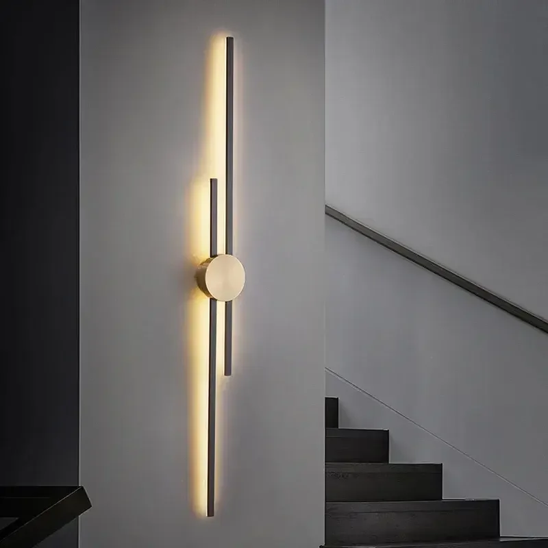 Surface Mount Minimalist LED Long Wall Light Nordic Indoor Copper Wall Lamps for Living Room Aisle Decoration Lighting