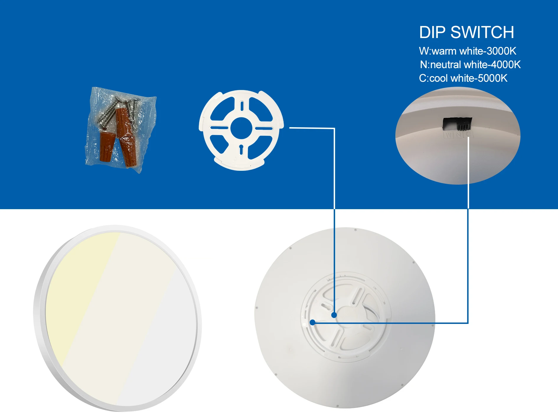 ETL Energy Star Easy Installation Dimmable 9IN 12IN 15IN 3CCT Color Change LED Flush Mount Ceiling Light