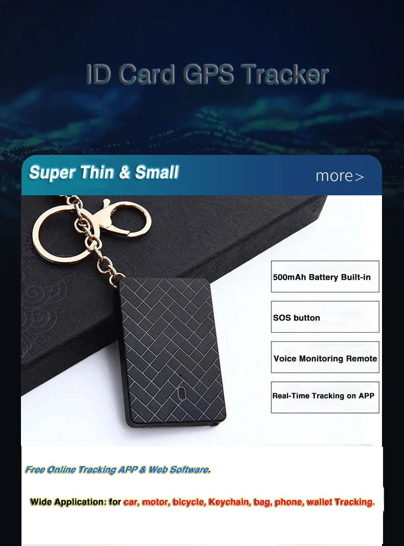 Credit Card Size GPS tracker for Wallet Keychain Kids Microphone GPS tracker with Sos Button Wearable GPS tracker Jewelry