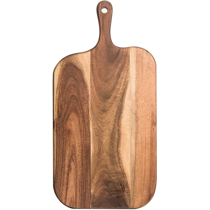 Wholesale Eco-friendly Acacia Wood Cutting Board with Handle Serving Tray for Kitchenware Charcuterie Bread Fruit 15X7.5 Inch