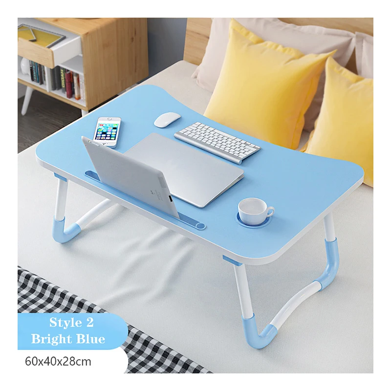 Adjustable Folding Wooden Design Computer Laptop Tray Desk Mini Bed Table with Metal Material for Breakfast & Writing