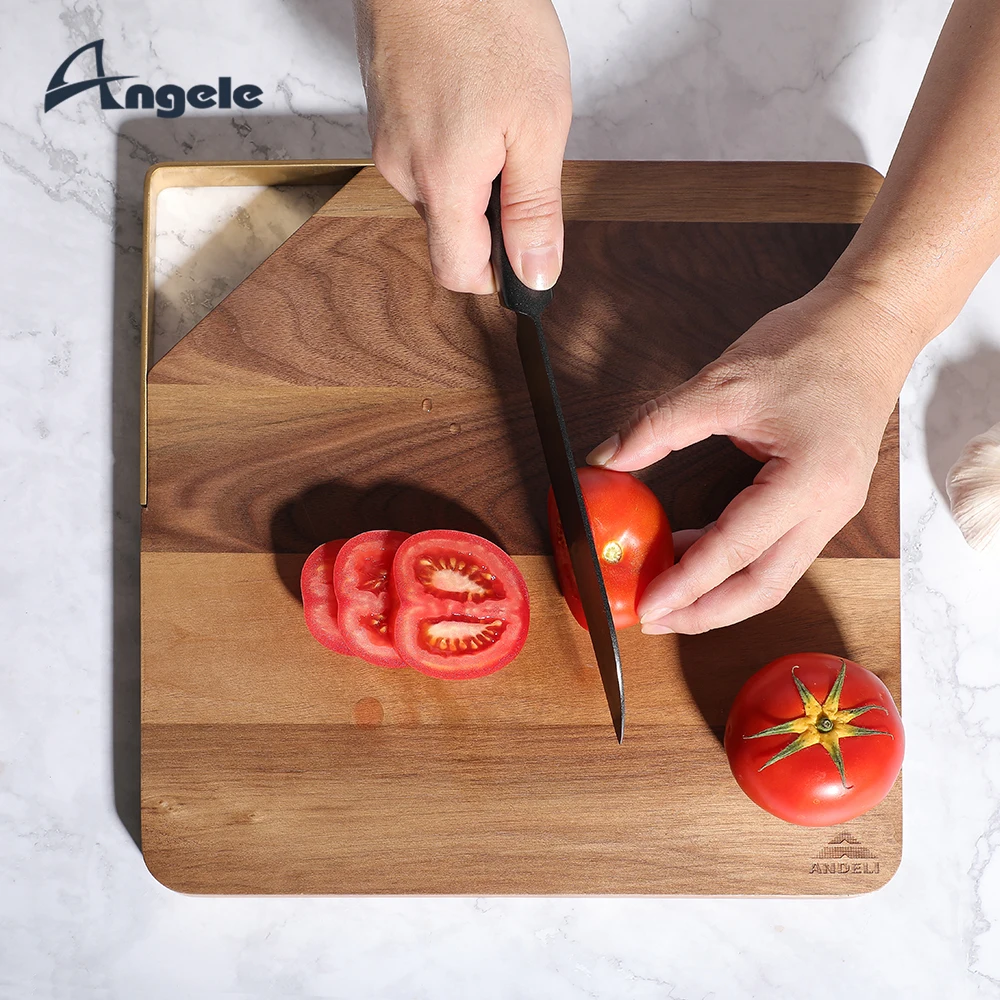 Walnut Wood Butcher Chopping Board with Copper Handle Wood Cutting Board