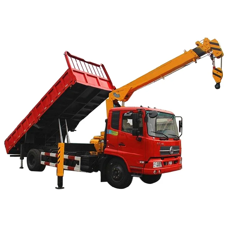 Dongfeng 4x2 170 HP Cummins Engine 5 Ton Tipper Dump Truck with Mounted Crane