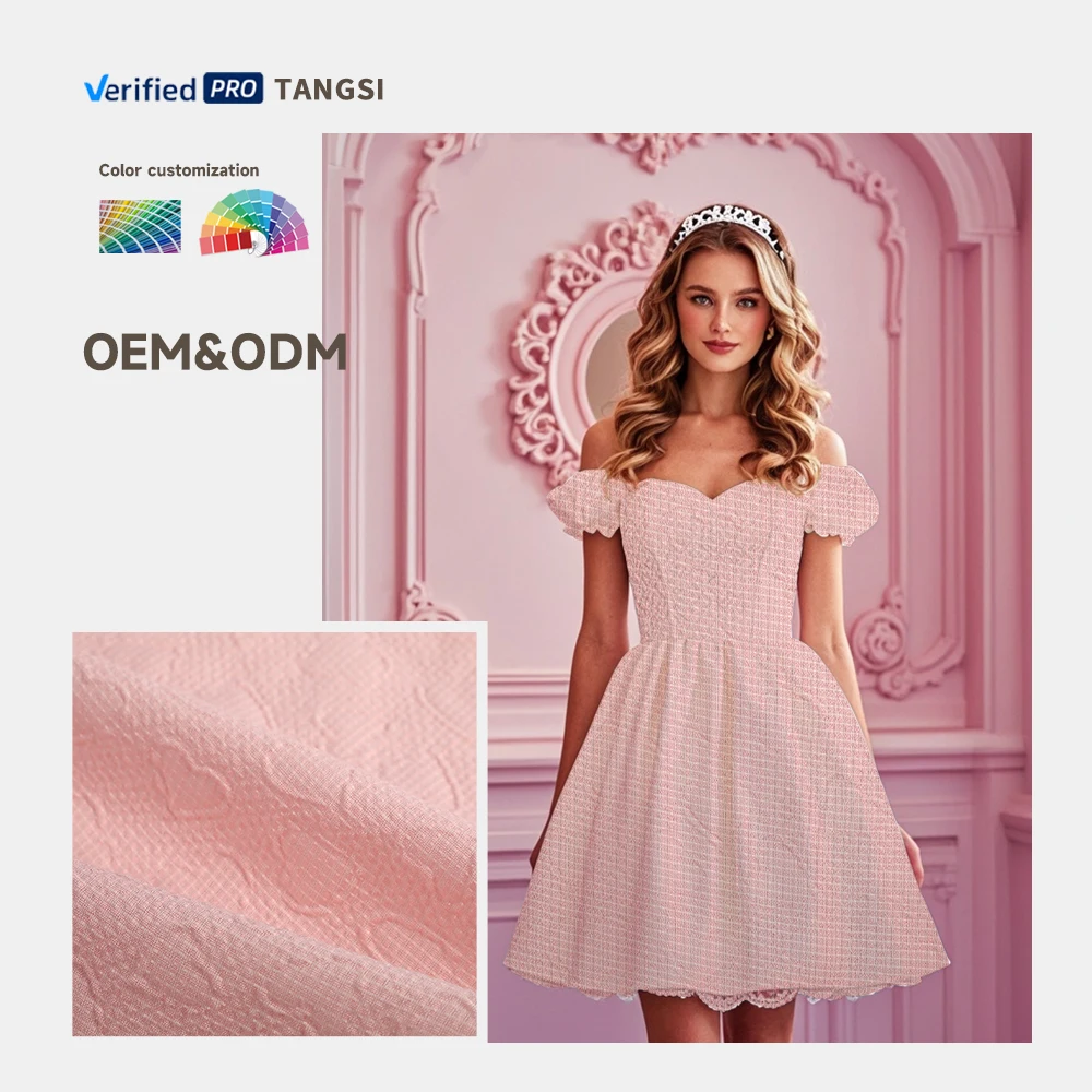 High Quality Hot-selling Wholesale Custom Design Mediumweight 100%Polyester Dress Fabric for Garment