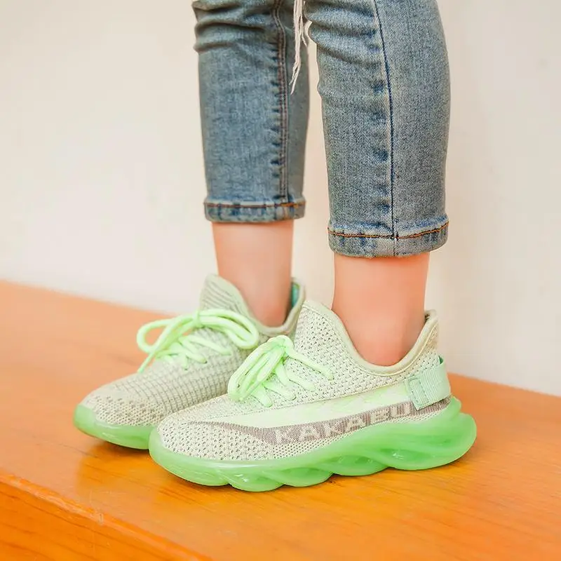 Вязаная детская обувь, светящаяся в темноте обувь, детские кроссовки для девочек, детская обувь