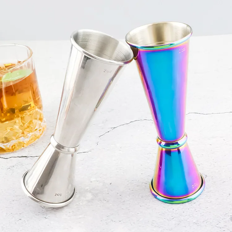 Hot selling metal bar tool measuring cup food grade stainless steel double cocktail jigger 30/60ml 25/50ml