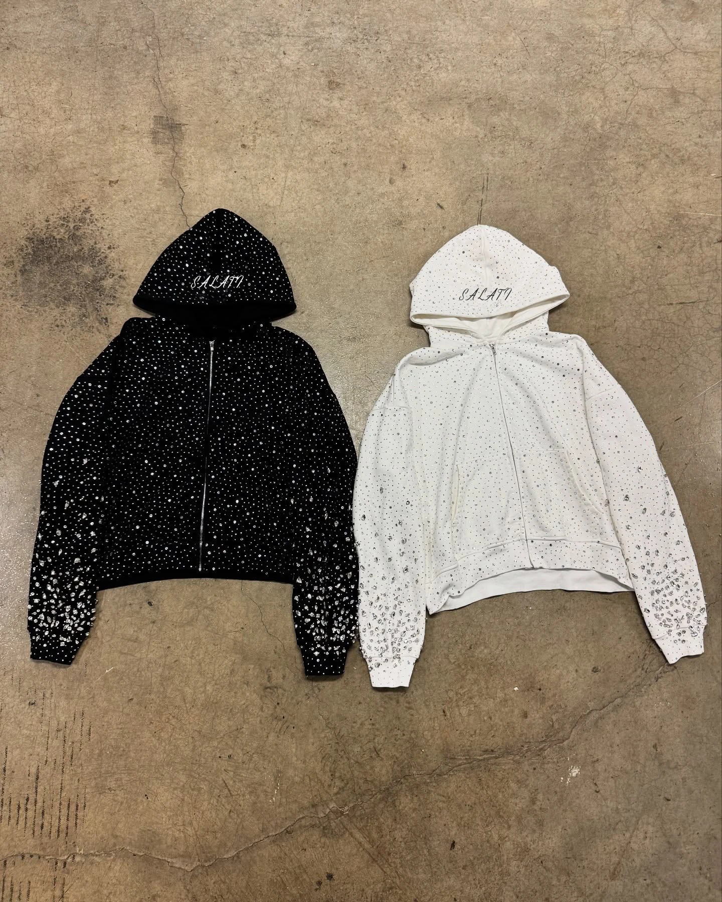 Custom Men's Street Clothing Essential Clothing Manufacturer Rhinestone Embroidered Hooded Jacket Garment Designer Hoodie gallery 2