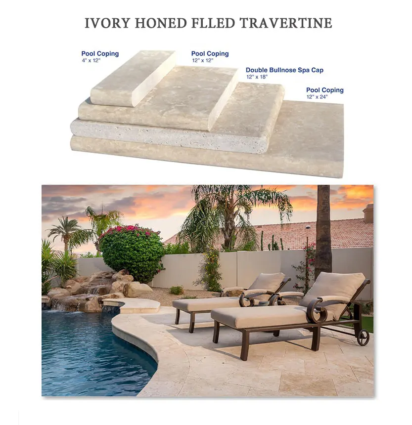 Wholesale Natural Stone Swimming Pool Deck Tiles Silver Travertine