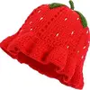 # Sombreros de pescador de punto rojo fresa AC1 para mujer