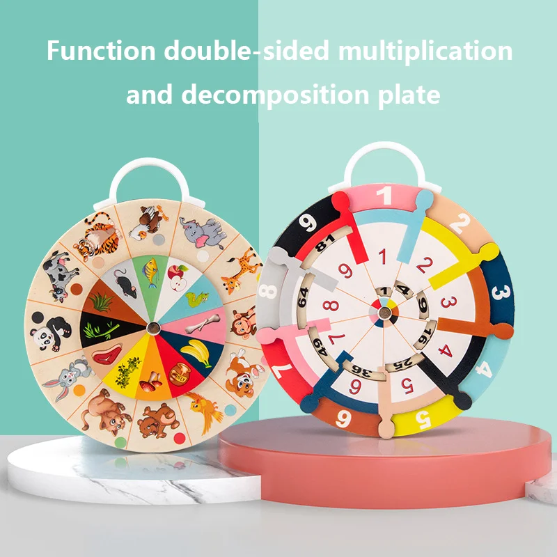 Montessori Multifunctional Double-Sided Wood Plate Kids' Educational Game Toy Learning Multiplication Decomposition Animal