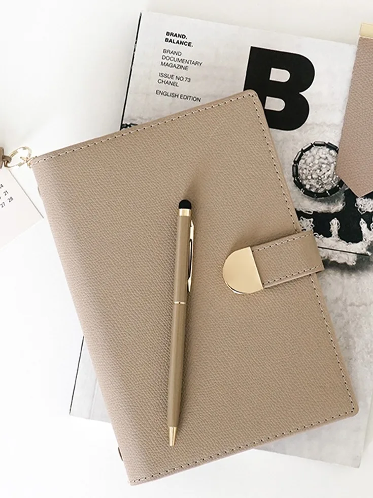 Wholesale Customizable Logo A5 A6 Eco-friendly Pu Leather Organizer Loose Leaf Custom Planner 6 ...