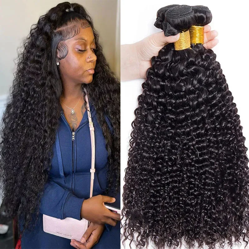 Peruaanse Kinky Curly Human Hair Bundels Extensions 100g Natuurlijke Kleur 1/3/4Pcs 8-32 Inch_voghion.com