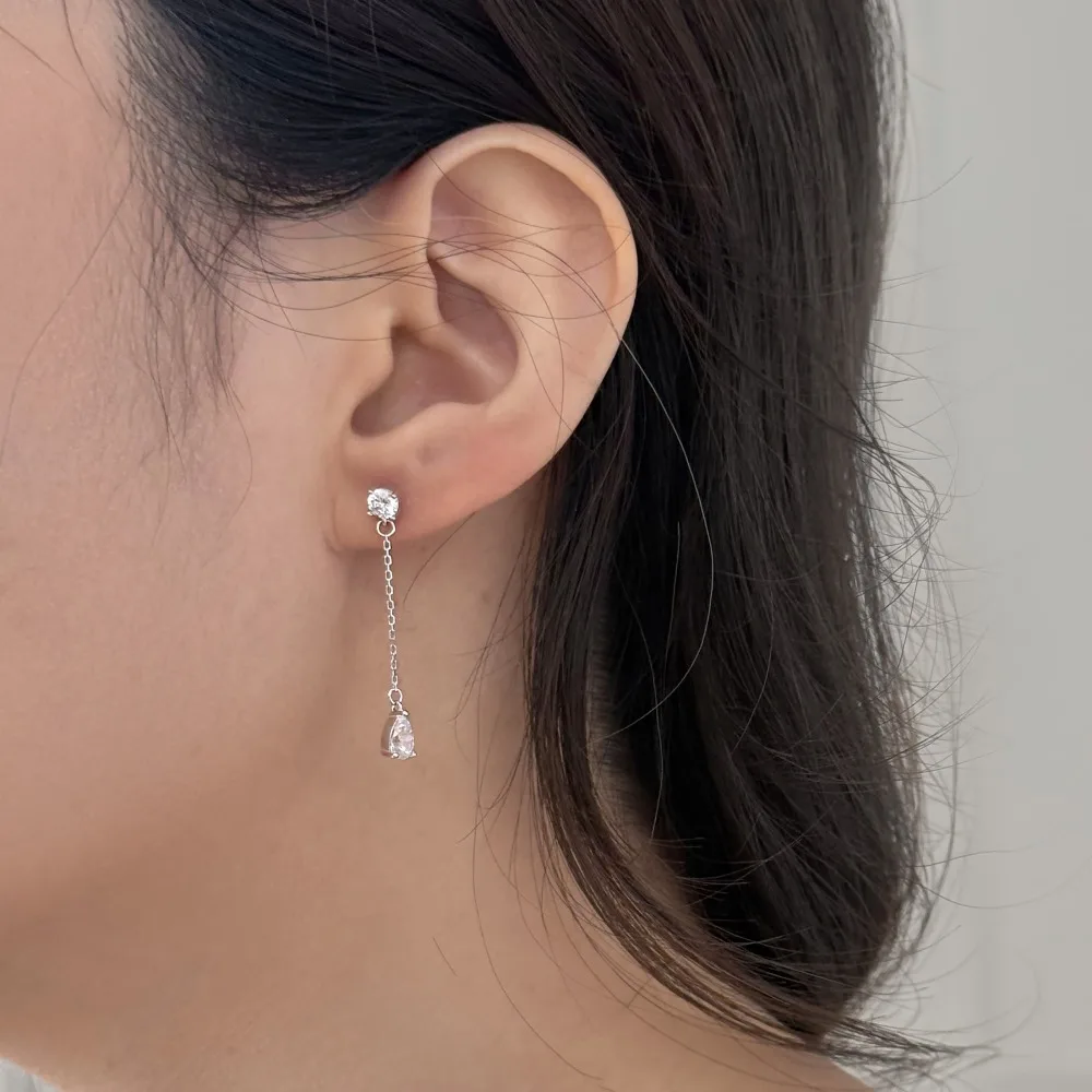 KAKODIY Fashion Fashion Design 925 Sterling Silver Earrings Tassel Pear Shape 5A Cubic Zirconia Shiny Stud Earrings Female Accessories detail 3