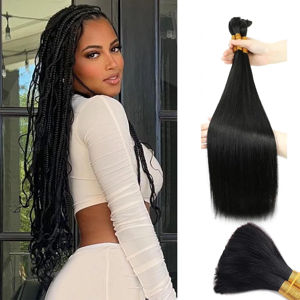 Cabelo humano liso trançado 100% brasileiro remy crochê natural preto extensão 50 gramas_voghion.com
