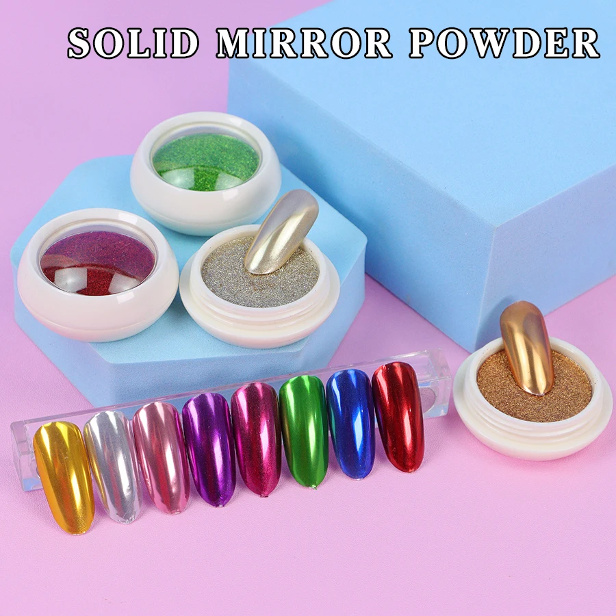 Professional 16 Colors Solid Metallic Chrome Nail Powder Magic Mirror