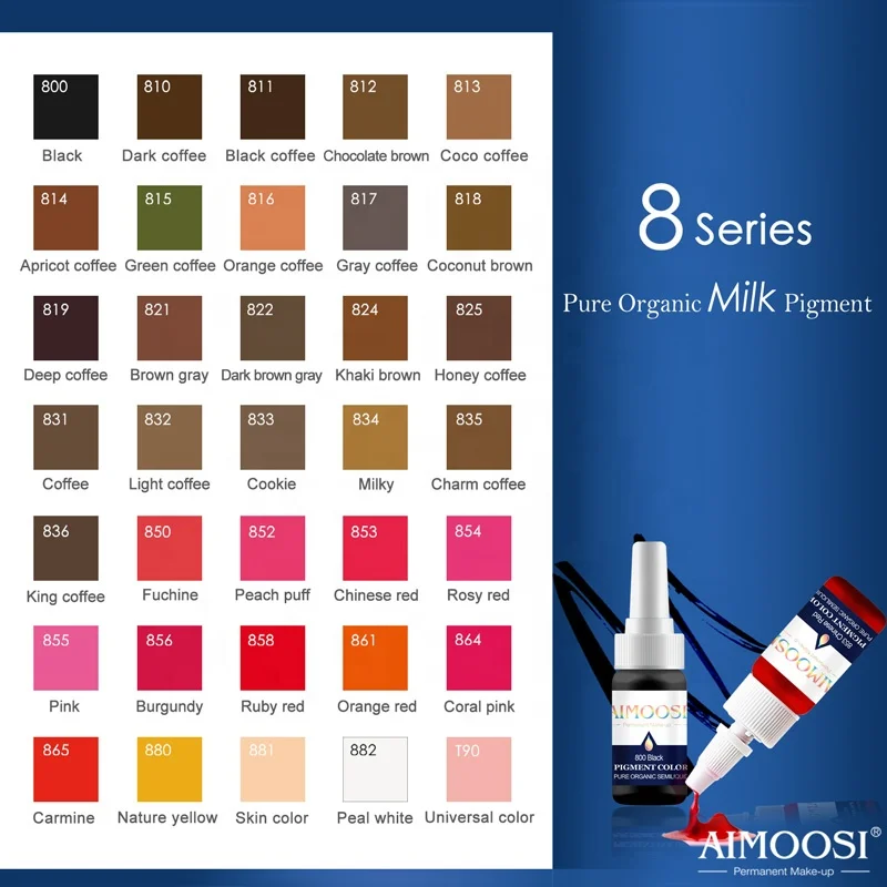 Пигмент Aimoosi для перманентного макияжа, 35 цветов, микроблейдинг, чернила для бровей, губ, подводка для глаз