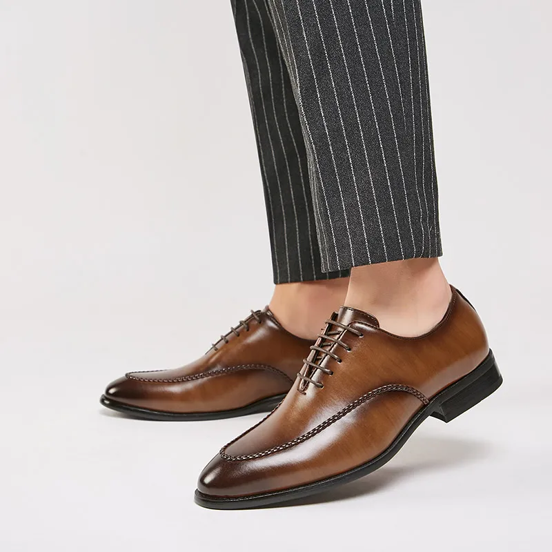 Custom Luxury British Style Men Dress Shoes Oxford Genuine Leather Men ...