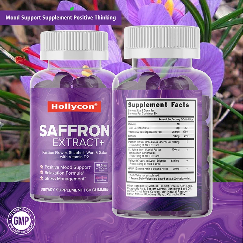Private Label Saffron Extract Gummies Stress Sleep Support Calm Mood