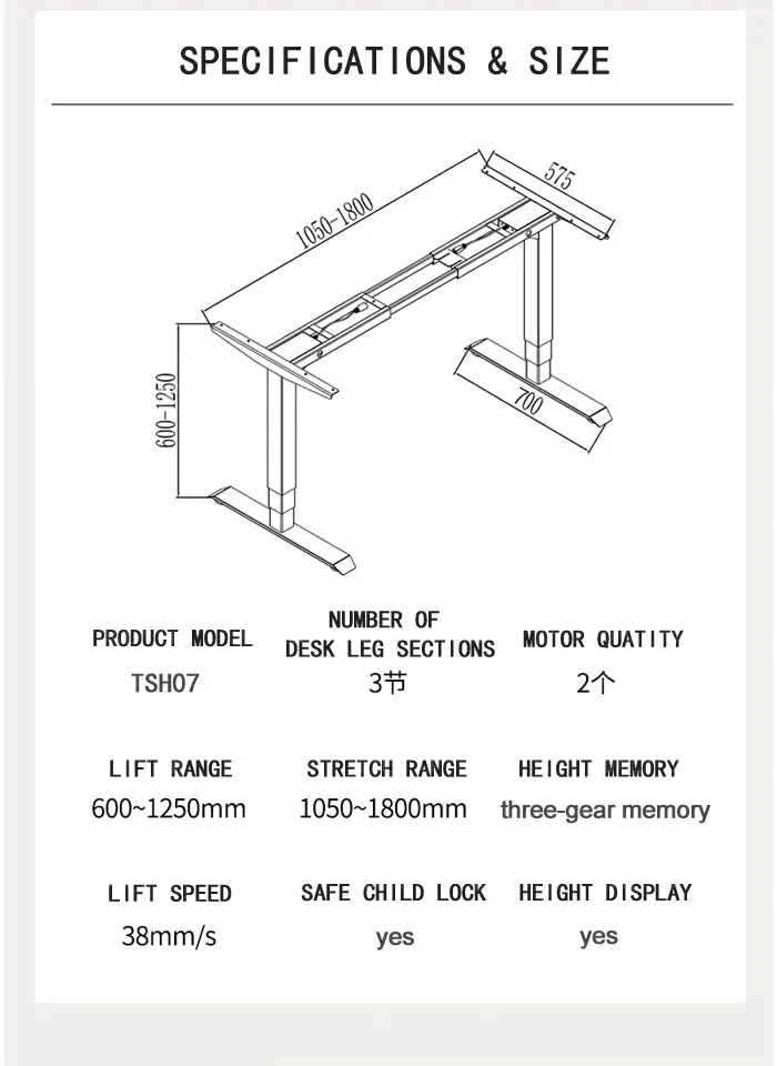 Dual Motor Adjustable Office Desk lifting desk for office or gaming