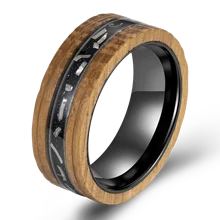 Trending Custom Tungsten Jewelry Meteorites Tungsten Wood Barrel Ring Mens Rings Tungsten Fashion Jewelry Rings