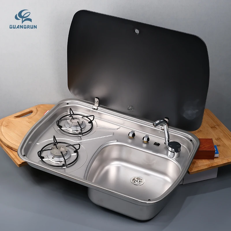 Cuisinière Camping-car GR-903 - 1 Brûleur GPL Avec évier Combo - Inox