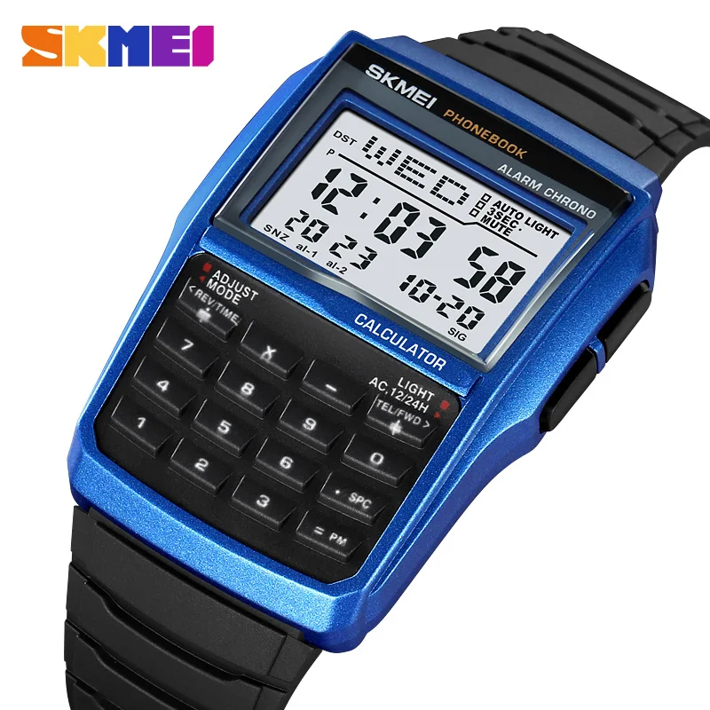SKMEI 2255 Calculate Design Fashion Sport Men's Watch Led Display Waterproof Alarm Clock Digital Wristwatch Relogio Masculino