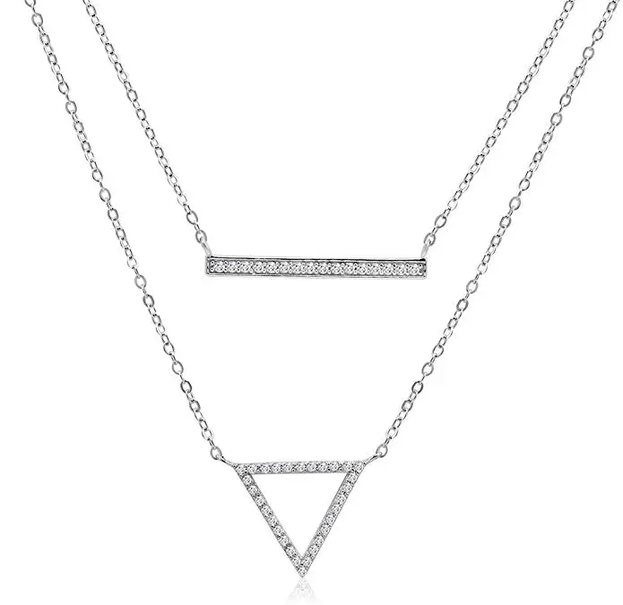 Multilayer Cube Square 925 Sterling Silver Necklace
