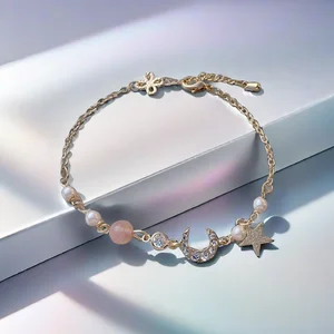 Gold Plated Copper Alloy Jewelry Fancy Jewellery for Ladies Universe Star and Moon Pour Femme Fashion Chain & Link Bracelets