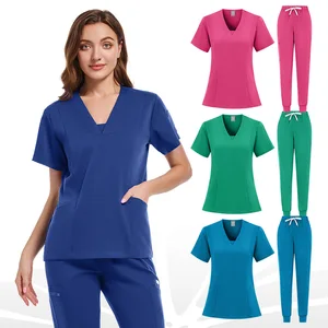 Surgical Uniforms Woman Scrub Set Knitted Medical Nurse Beauty Salon Workwear Clinical Nursing Hospital Use