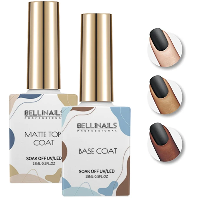 Bellinails Matte And High Gloss Top Coat Base Coat Gel Set Uv Gel Nail  Polish Glue Long Lasting And Shine For Nail Art - Buy Nail Gel Polish,Gel  Top Coat,Top Coat Nail