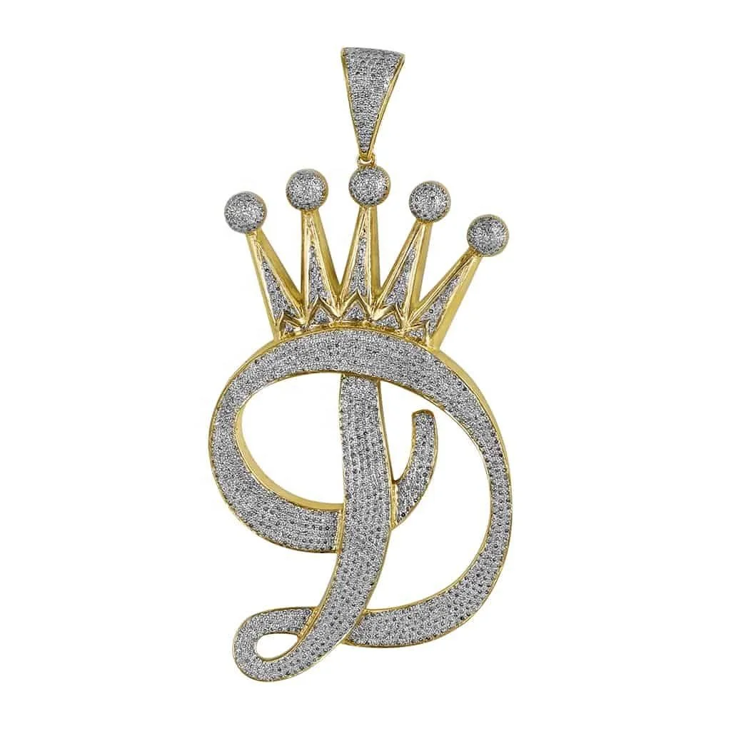 Luxury Pendant Letter king Hip Hop Diamond Pendant VVS moissanite diamond 925 Sterling Silver Hip Hop Pendant For Men 222051