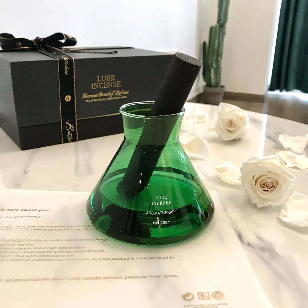 New Design Empty Conical Flask Home Fragrance Black Reed Diffuser Glass