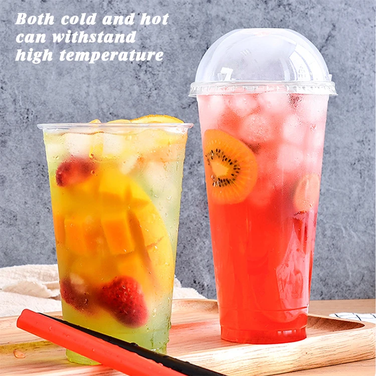 Thai milk tea cup coconut juice cup disposable transparent plastic PET juice cold drink cups with sleeves factory