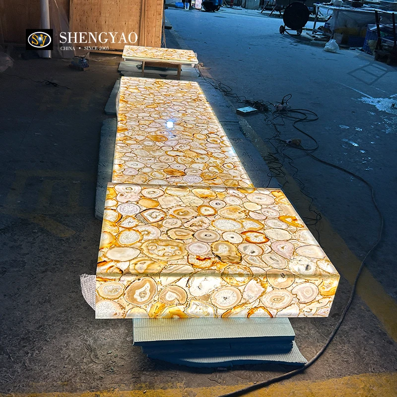 Backlit Kitchen Design Gemstone Onyx Translate Quartz Agate Stone