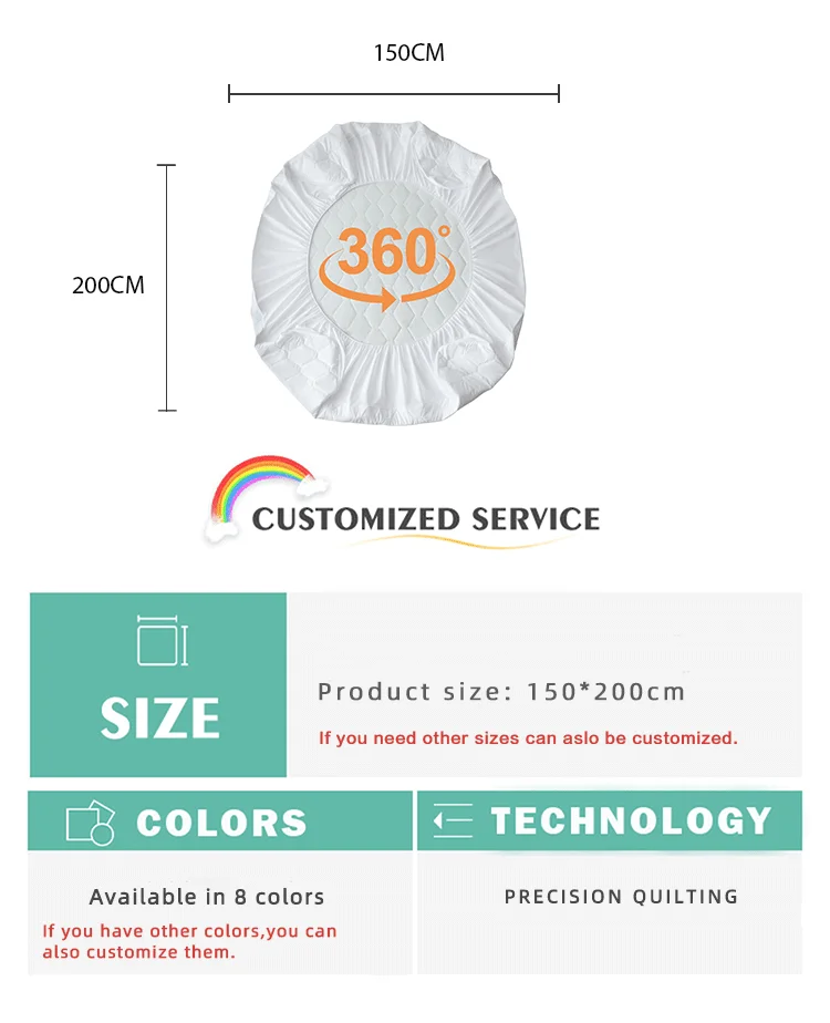 Home Hotel Water Resistant Bed Mat 360° Bed protection Waterproof Mattress Protector Cover details