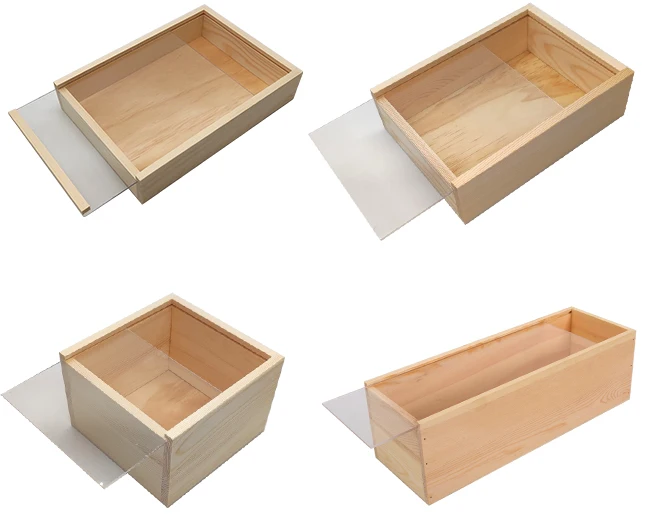 Custom Unfinished Pine Wood Gift Packaging Box Wooden Slide Top Box