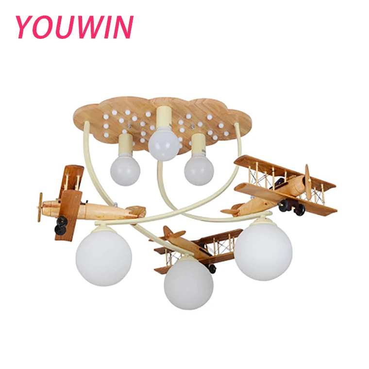Creative wood plane lights Christmas gift European children's bedroom ceiling lamps boys room lights kindergarten led lighting
