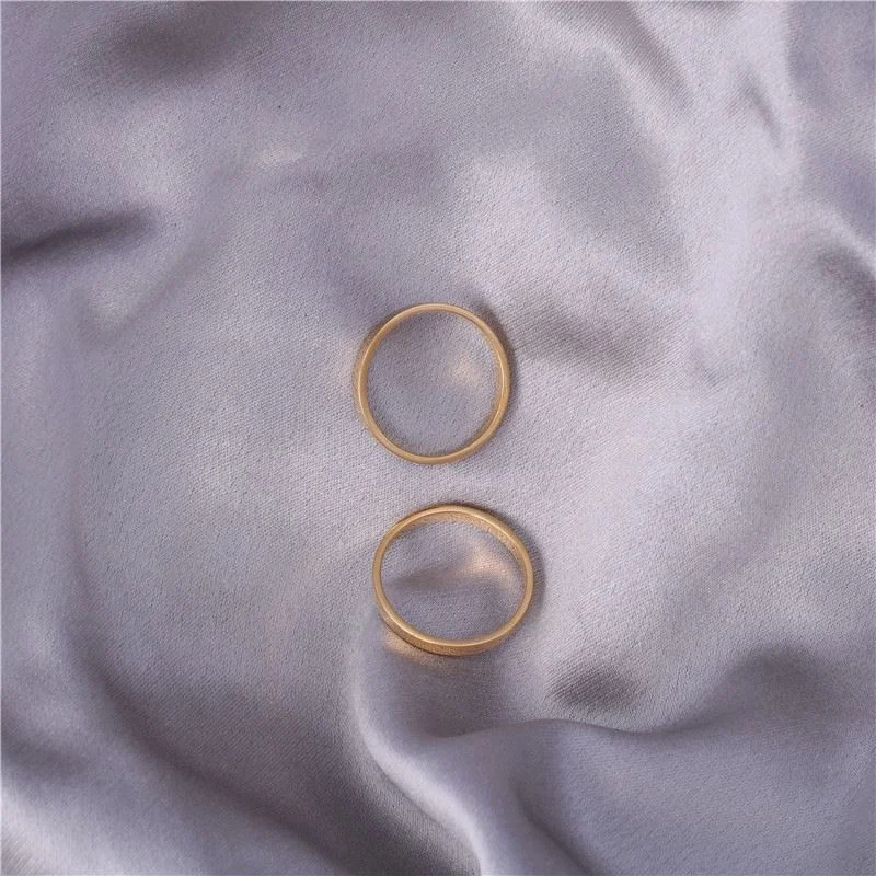 High End 18k Plain Gold Smooth Surface Rings Stainless Steel Trendy Simple Gold Plated Jewelry