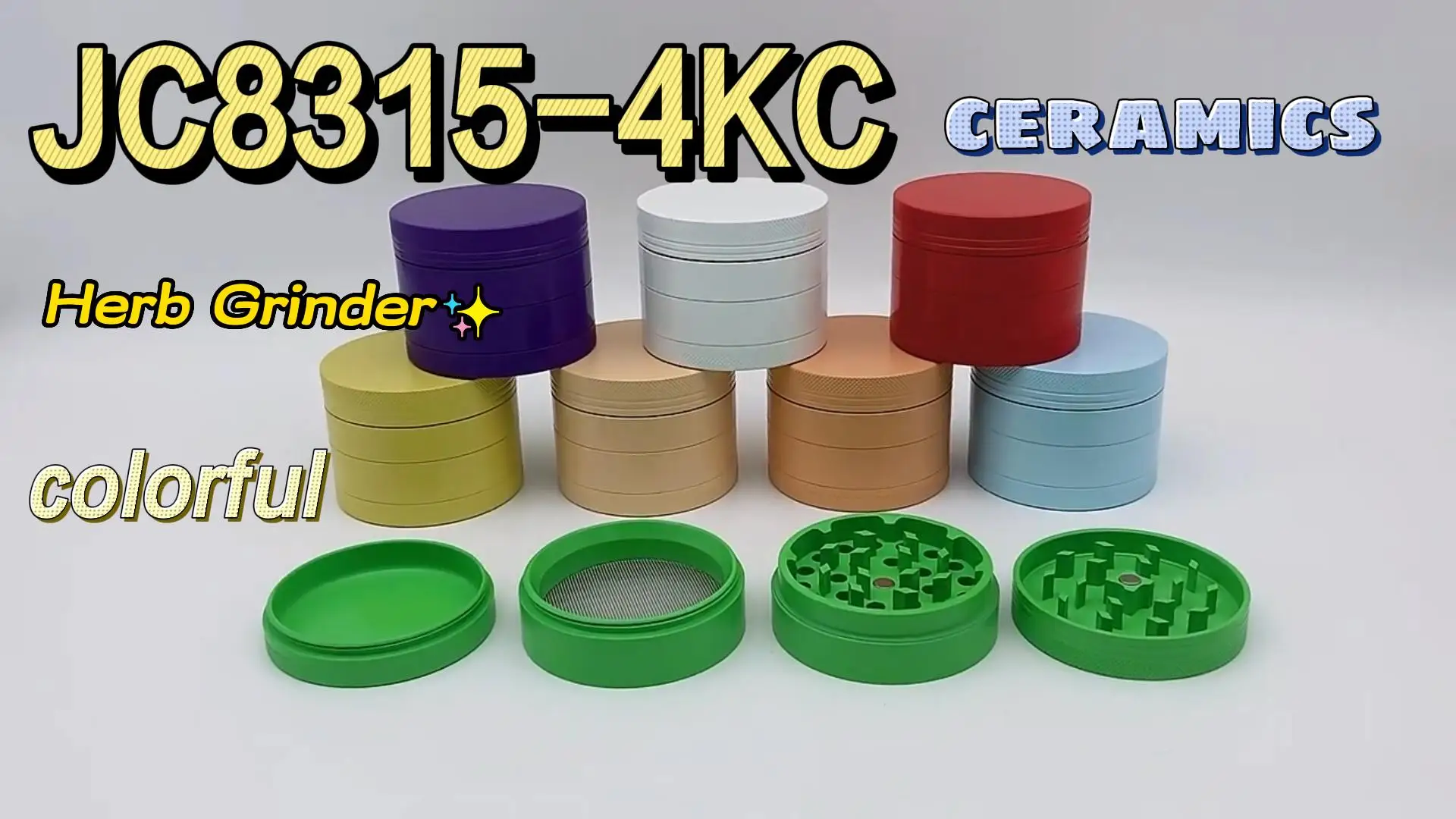 JC8315 Wholesale Aluminum Grinder 63mm 4parts Classic Grinder Aviation  Aluminum Grinder Can Customize Customer logo