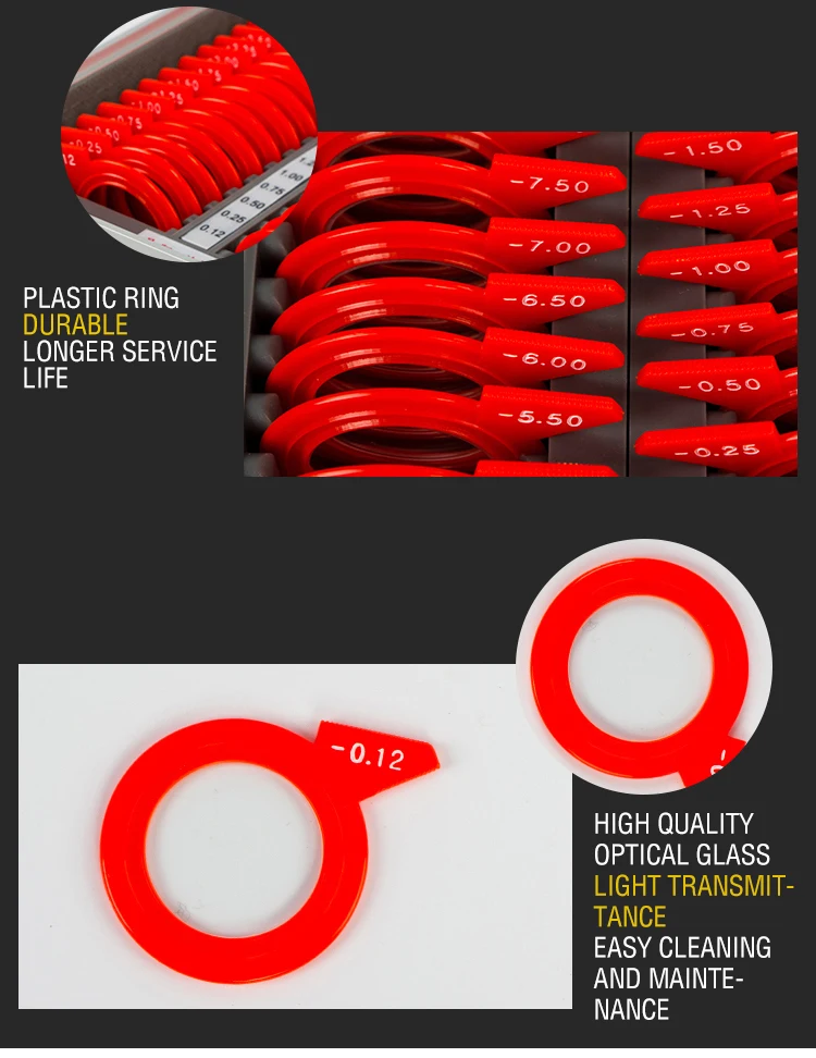 266 Pieces Optical Lenses High Quality Optical Trial Frame Kit Set Plastic Ring Trial Lens Set Aluminum Box Trial Frame SL-266